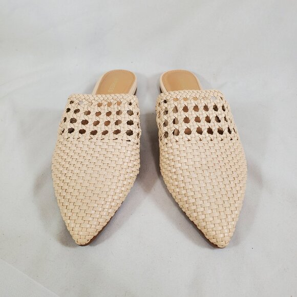 EXPRESS pointed toe ivory woven slip on mules 8 - Picture 2 of 4